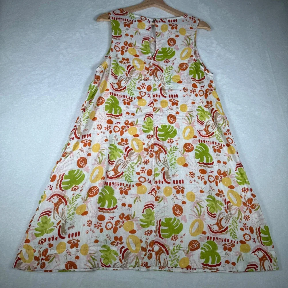 C&C California Linen Tropical Floral Bird Shift Dress Womens L | Resort - Picture 3 of 8